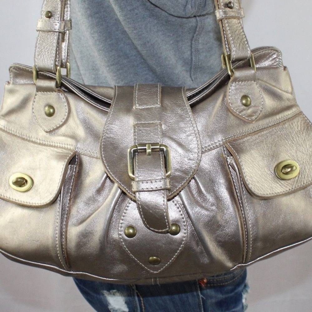 Vintage Marco Buggiani Gold Leather Satchel